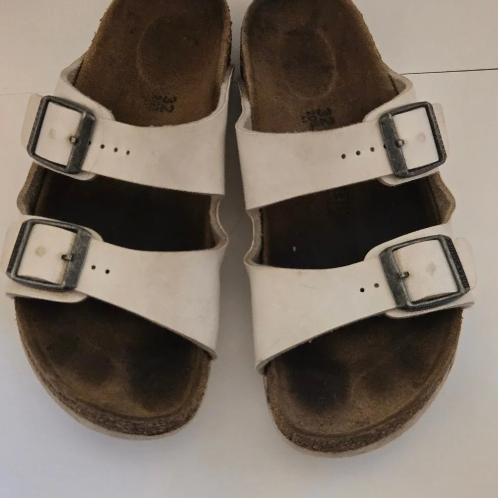 Birkenstock Arizona Kids White Birko-Flor Two Strap Sandals Size 32 L11 205